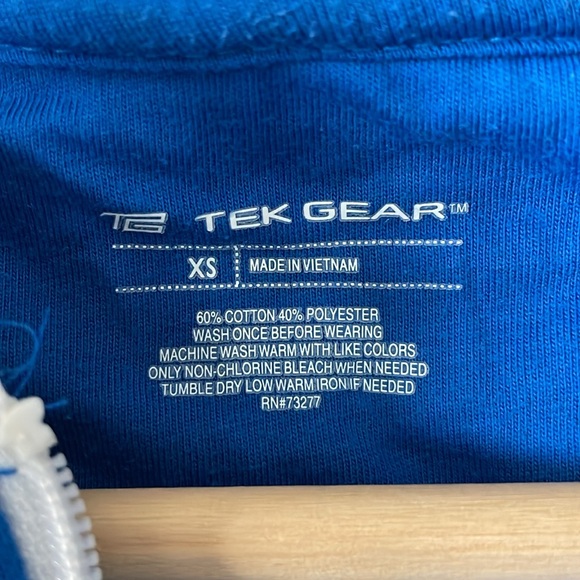 Tek Gear royal blue zip up hoodie hooded sweatshirt, size XS - Picture 3 of 8